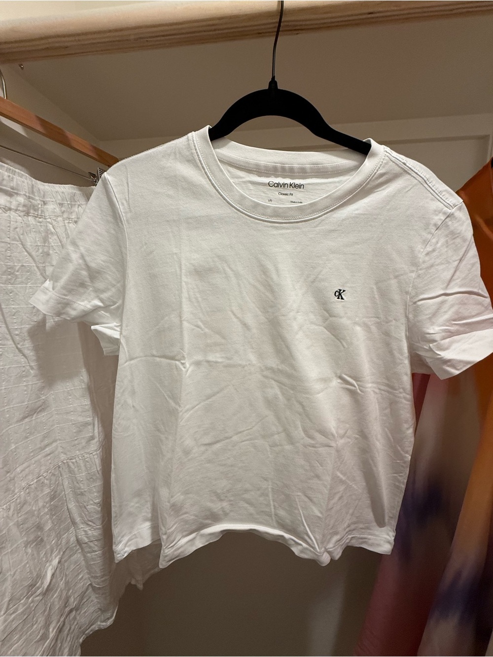 Calvin Klein White women Short Sleeve Crew Tee with CK Monogram